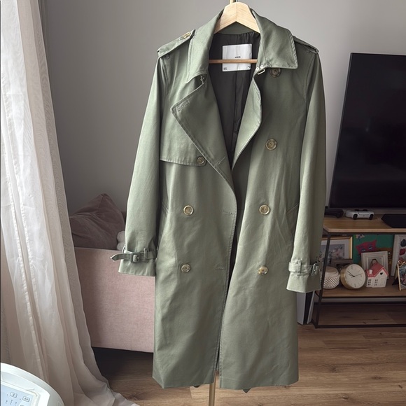 Olive Green Trench Coat Mango - Picture 2 of 12